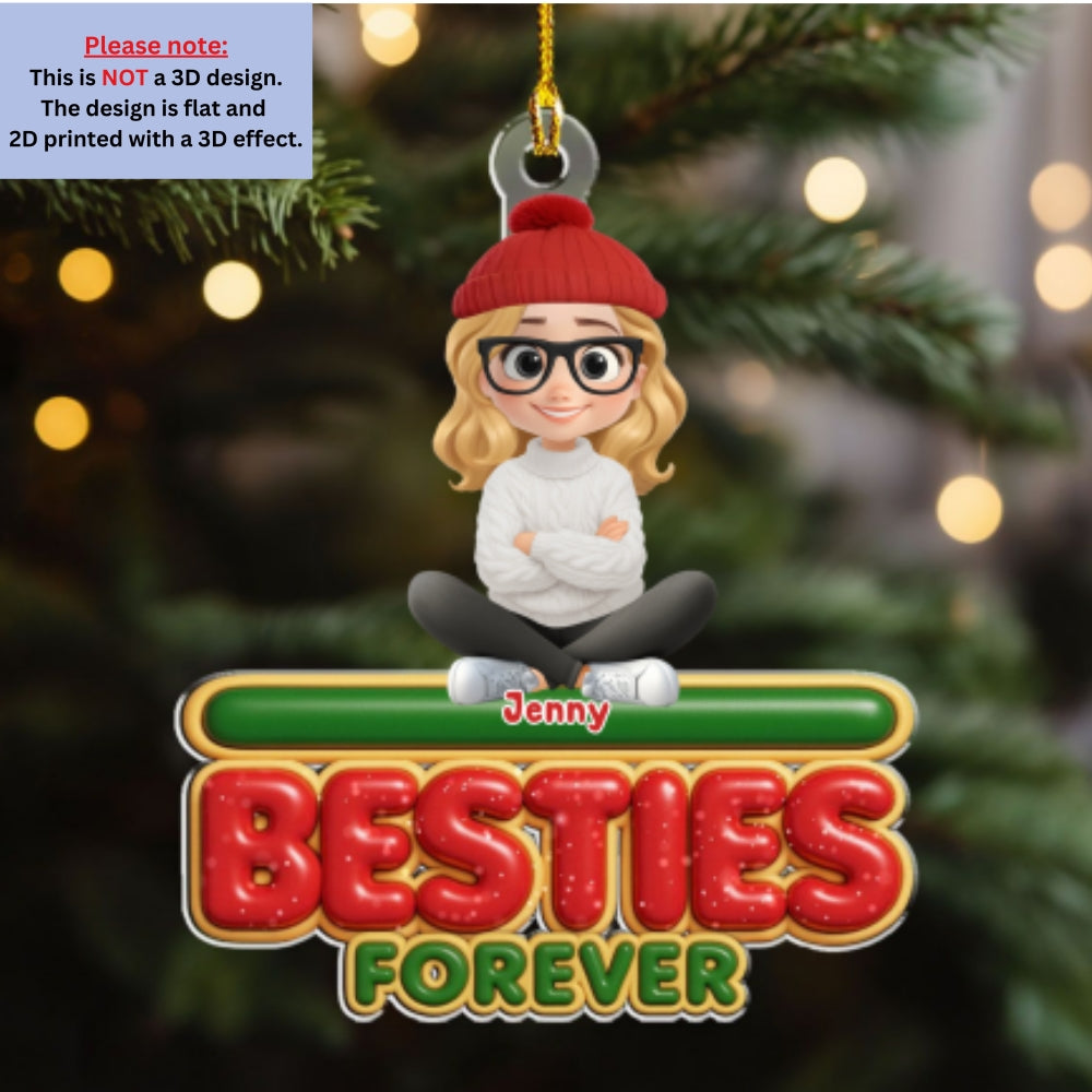 Custom Sister Christmas Ornament •  Forever Besties Sisters - Personalized Acrylic Ornament