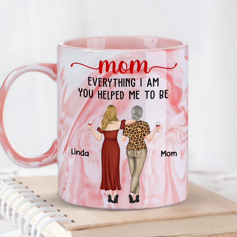 Custom Mother's Day Gift for Mom & Grandma • Everything I Am - Personalized Pink Marble Mug