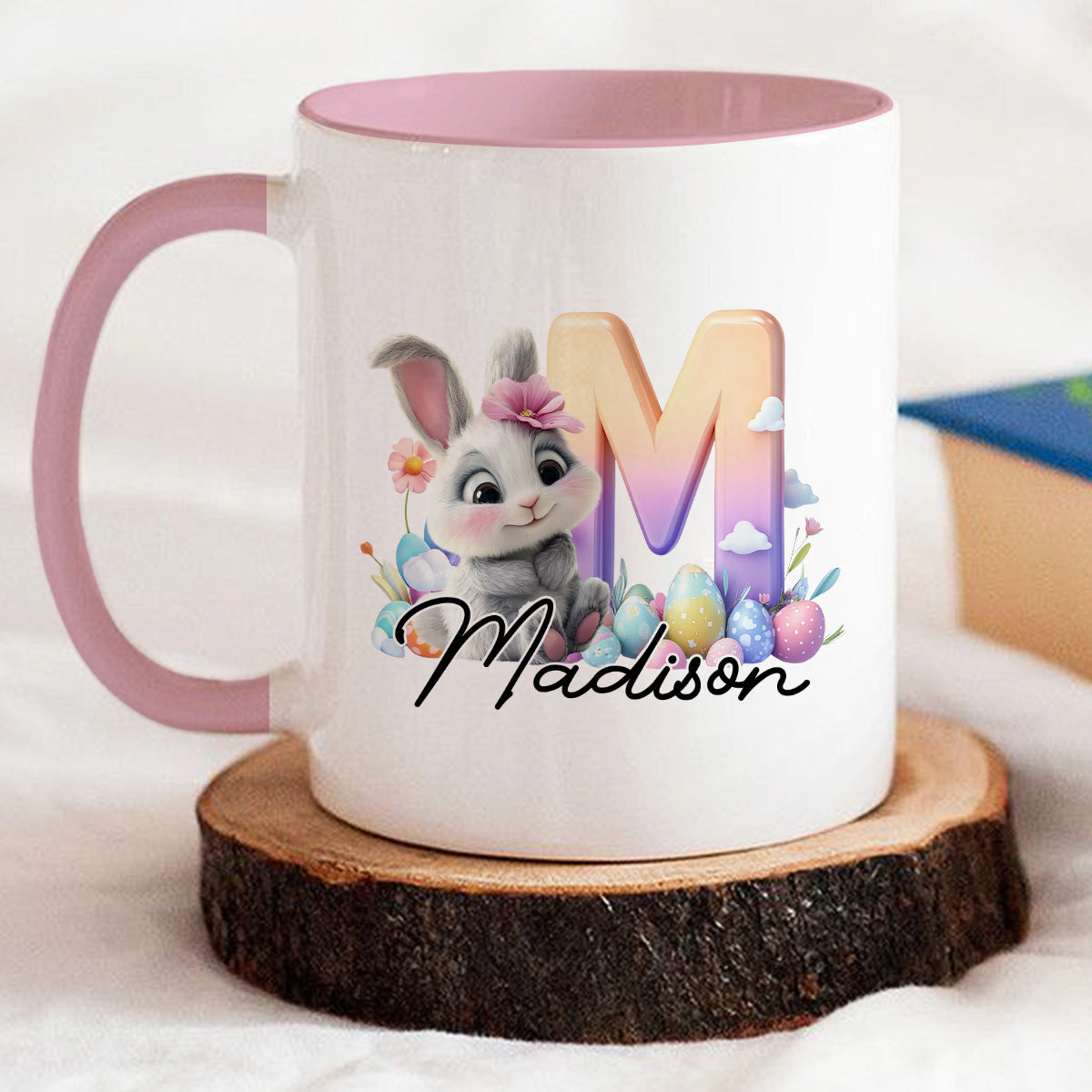 Custom Christmas & Birthday Keepsake Gift • Lovely Bunny Kid - Personalized Accent Mug