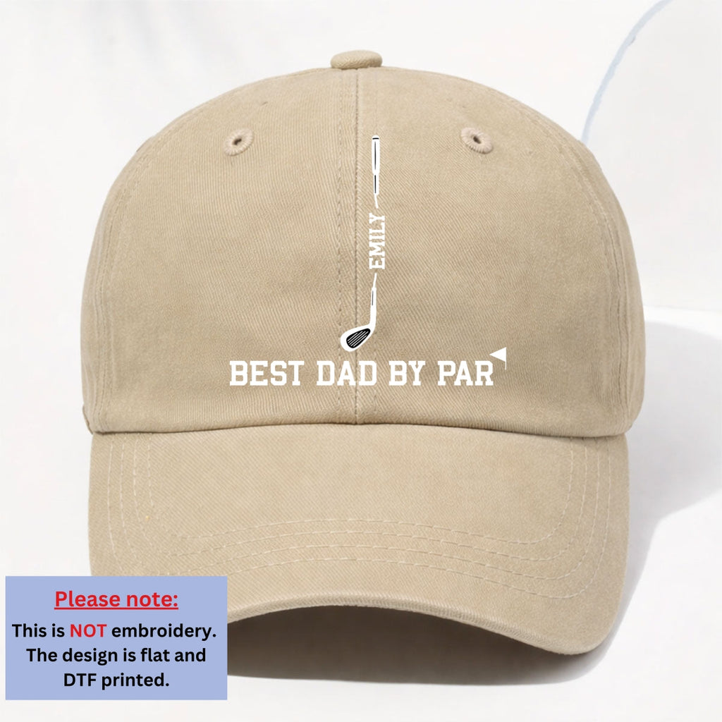 Custom Father's Day Christmas Birthday Gifts for Dad • Top Dad By Par - Personalized Vintage Washed Denim Cap