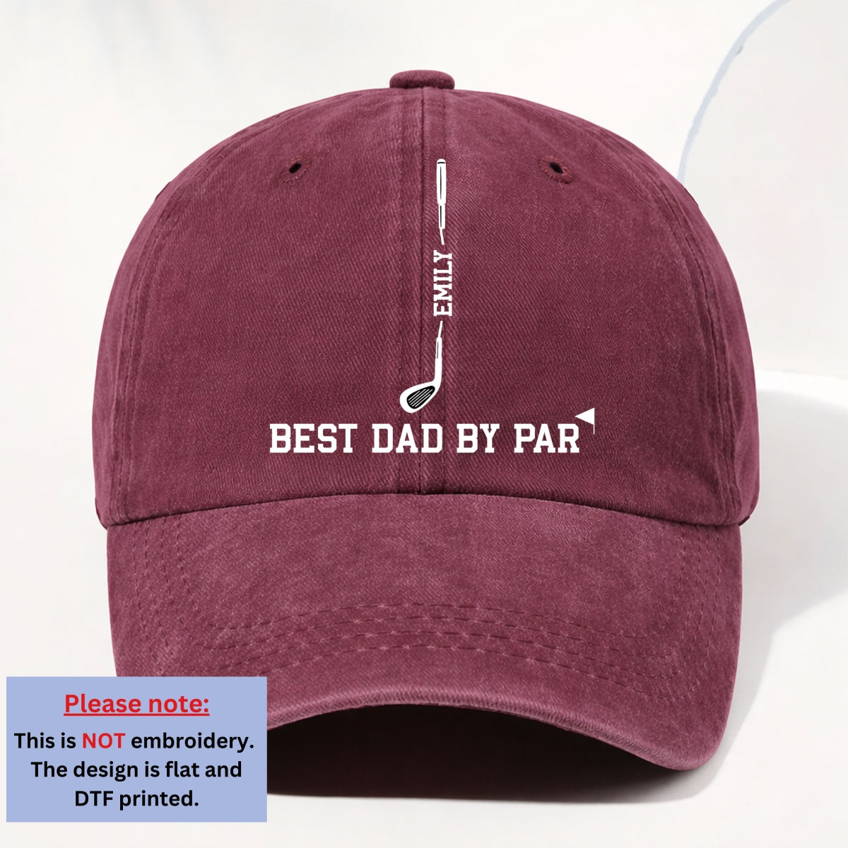Custom Father's Day Christmas Birthday Gifts for Dad • Top Dad By Par - Personalized Vintage Washed Denim Cap