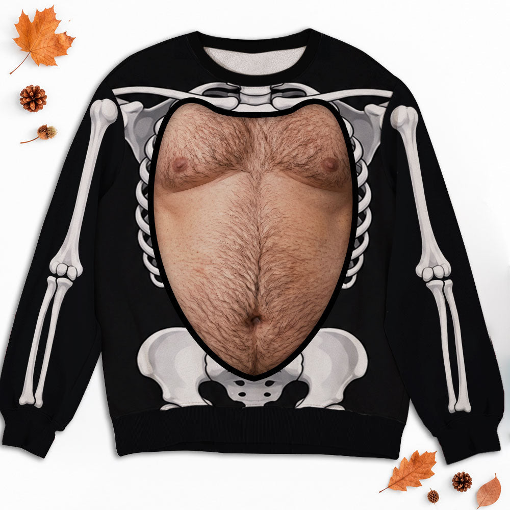 Custom Funny Ugly Sweatshirt, Couple Christmas Gift • Show Off That Boo Belly - Personalized All-Over-Print Sweatshirt