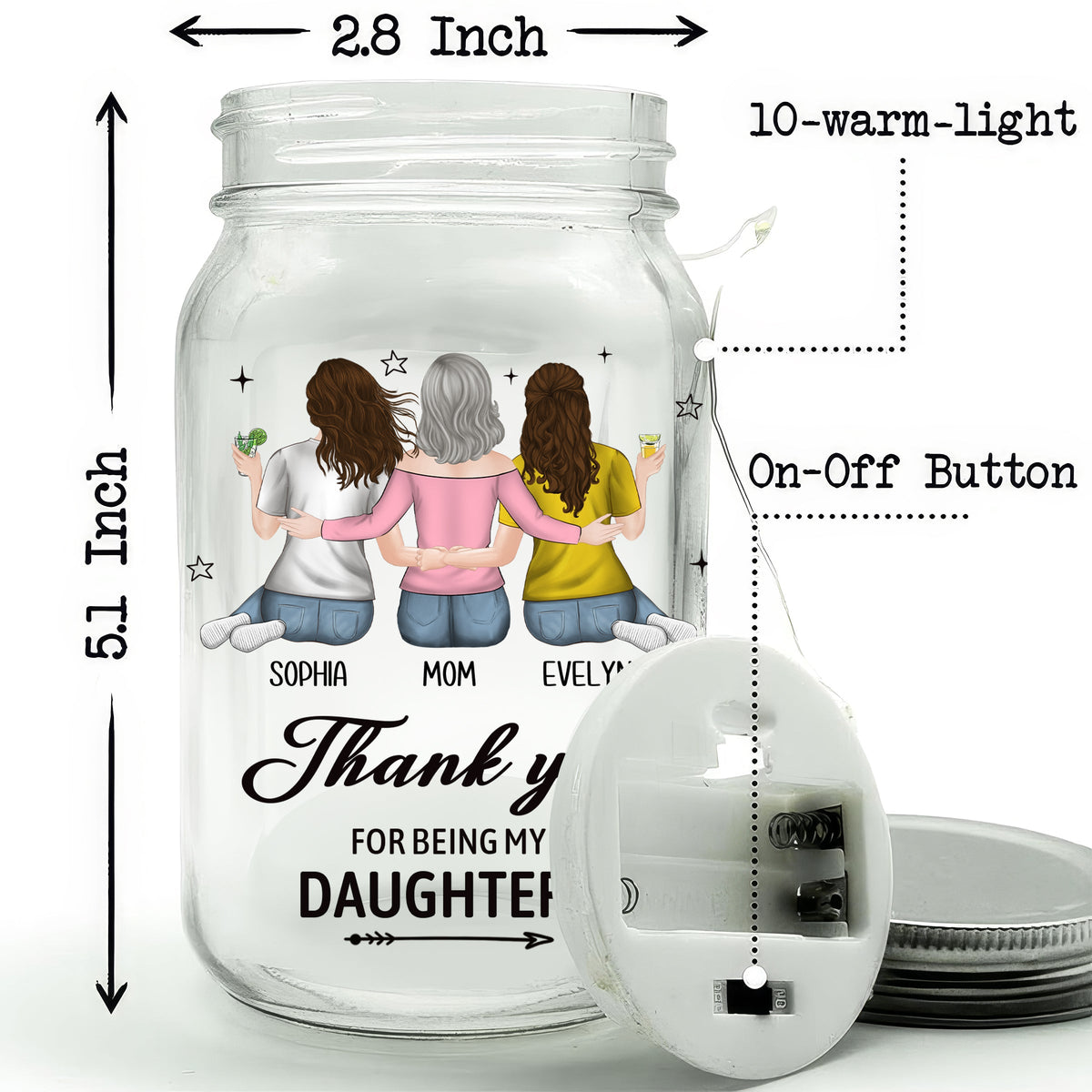 The Love Between Mother And Daughters Is Forever - Personalized Mason Jar Light