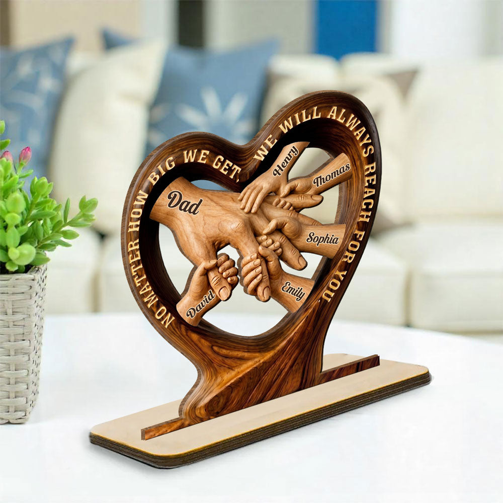 Custom Father's Day Decor, Gift for Dad & Grandpa • Always Looking Upward Dad - Personalized 2-Layer Wood Plaque With Flat Base