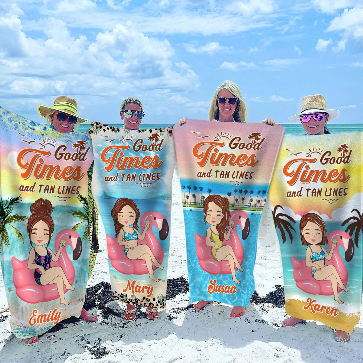 Good Times And Tan Lines - Personalized Beach Towel
