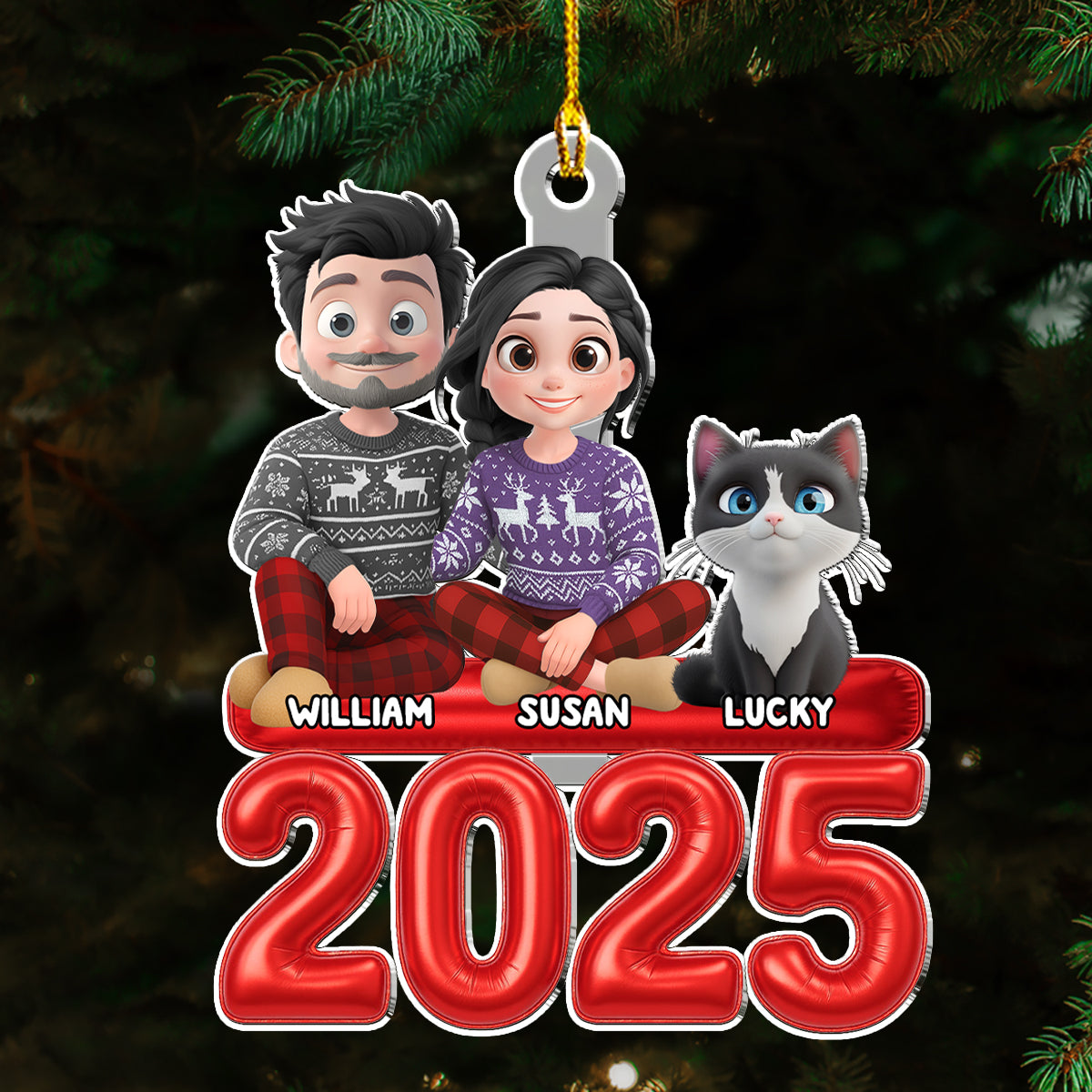 Custom Family Ornament, Christmas Gift for Family Members •  Us And Our Kid Pet - Personalized Acrylic Ornament