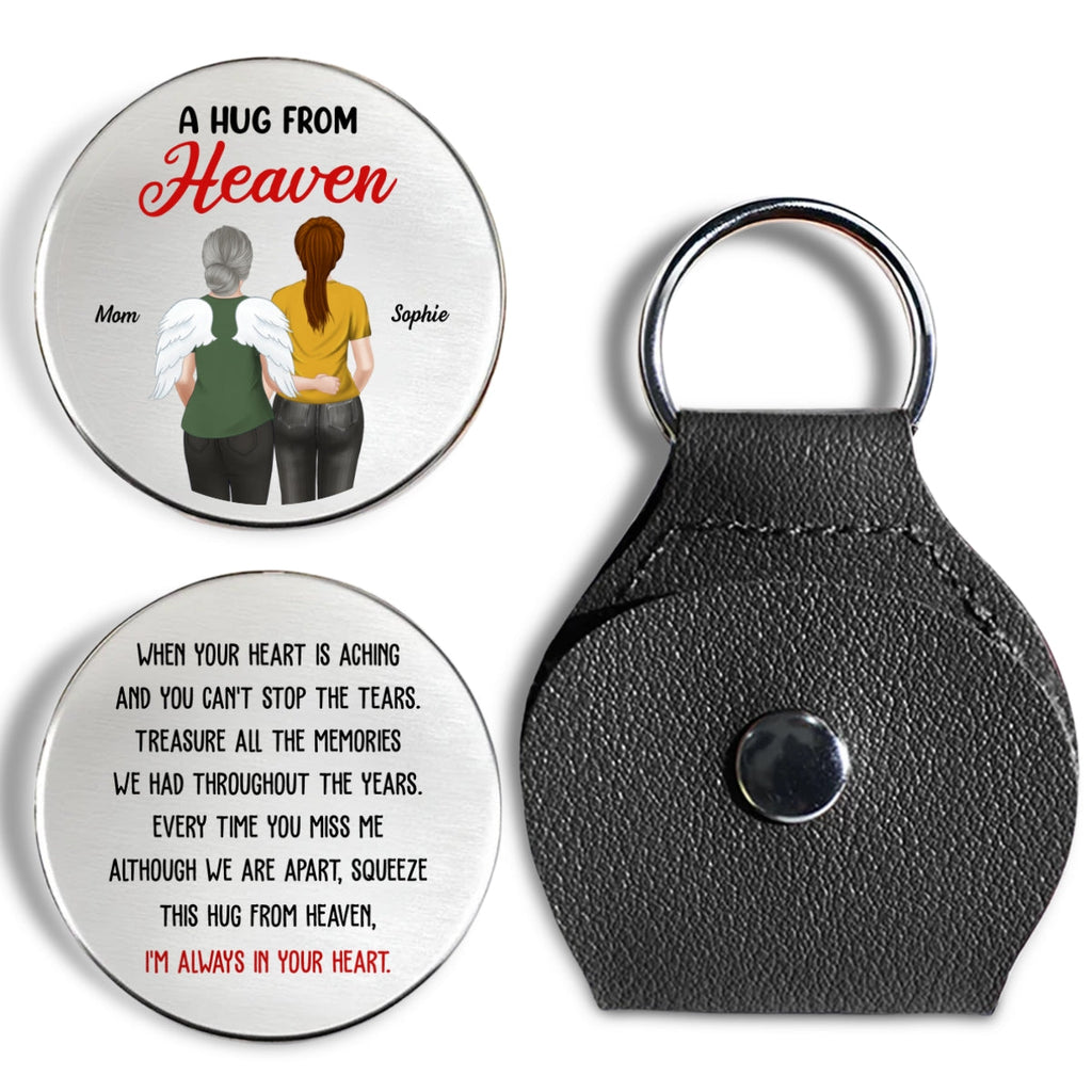 Custom Memorial Coin Keychain, Sympathy Keepsake • A Hug From Heaven - Personalized Pocket Hug