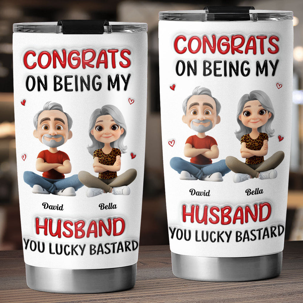 Custom Christmas Anniversary Gifts For Husband • Congrats My Husband - Personalized 3D Inflated Effect Tumbler