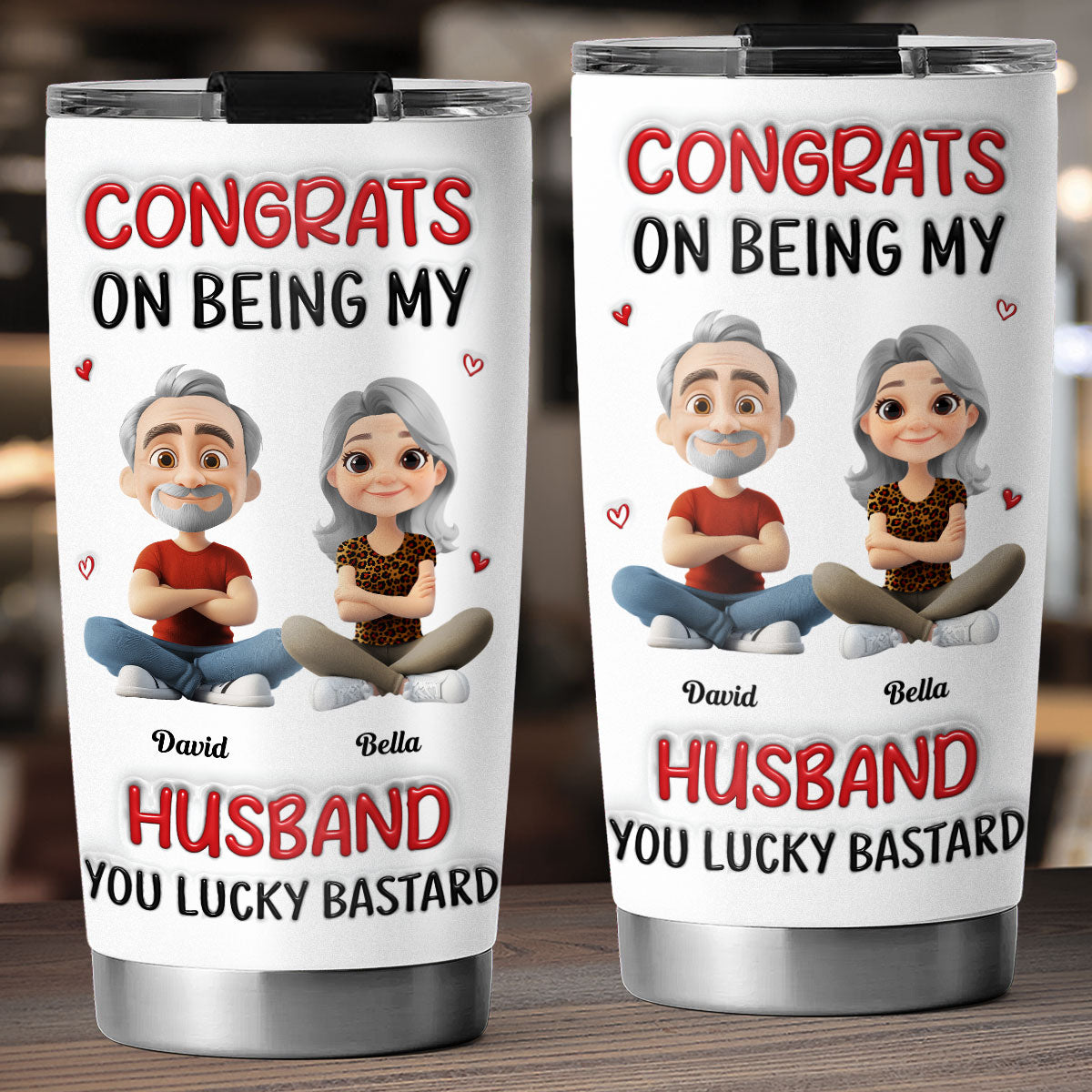 Custom Christmas Anniversary Gifts For Husband • Congrats My Husband - Personalized 3D Inflated Effect Tumbler