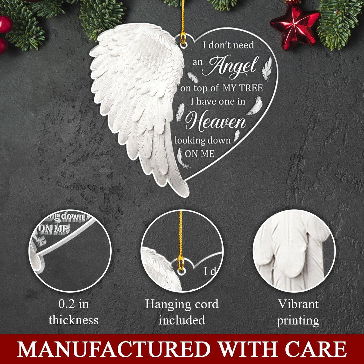 Custom Keepsake Christmas Ornament •  Angel In Heaven - Acrylic Ornament