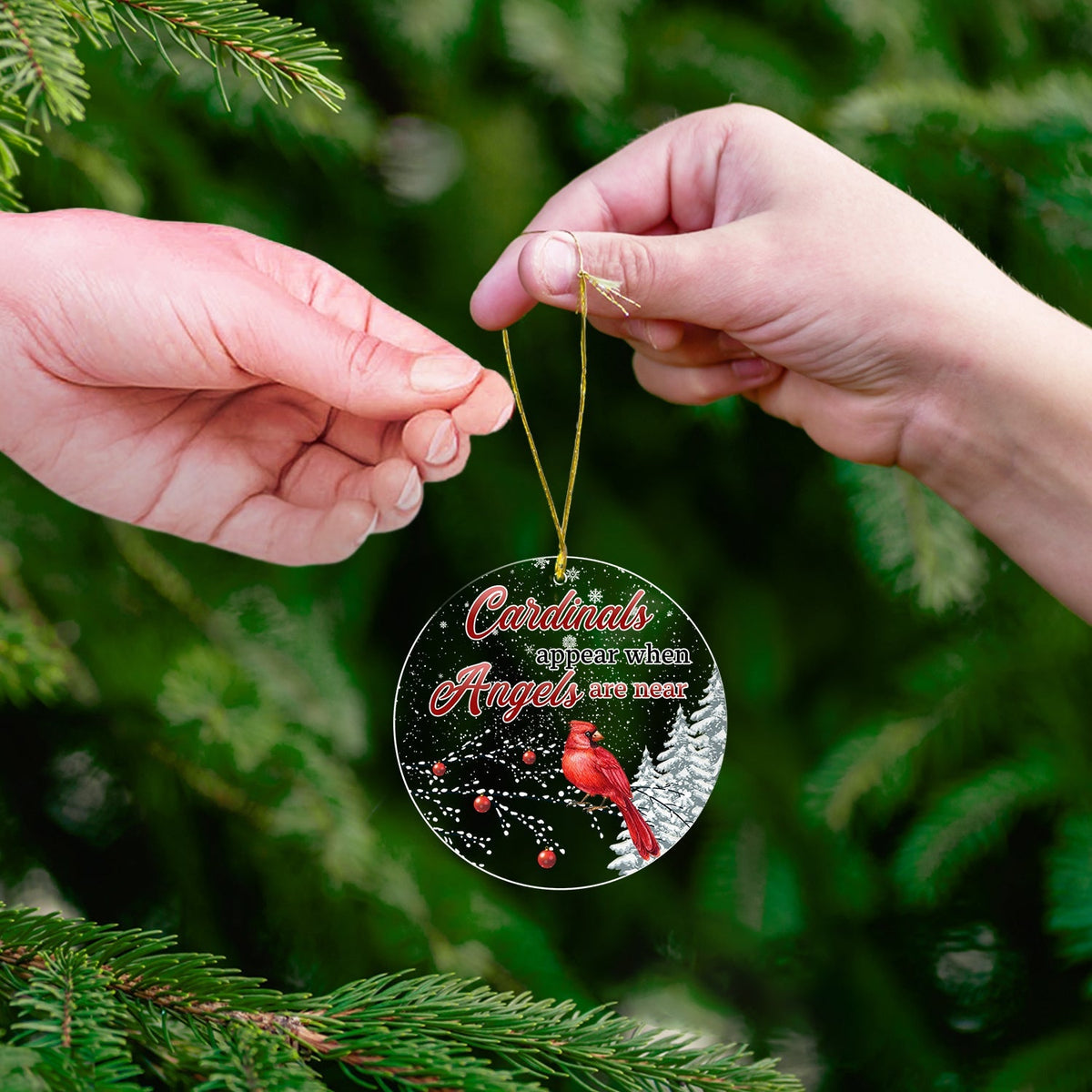 Custom Keepsake Christmas Ornament •  Cardinals Appear - Acrylic Ornament