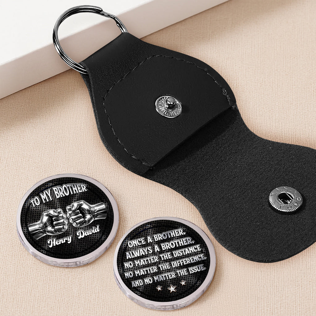 Custom Brother Coin Keychain, Birthday Gift for Family Members • Soulmate Best Friend - Personalized 3D Printing Pocket Hug