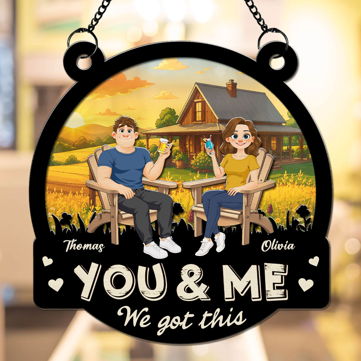 Custom Couple Hanging Decor, Anniversary Valentine's Day Gifts • Our Story Keeps Going - Personalized Suncatcher