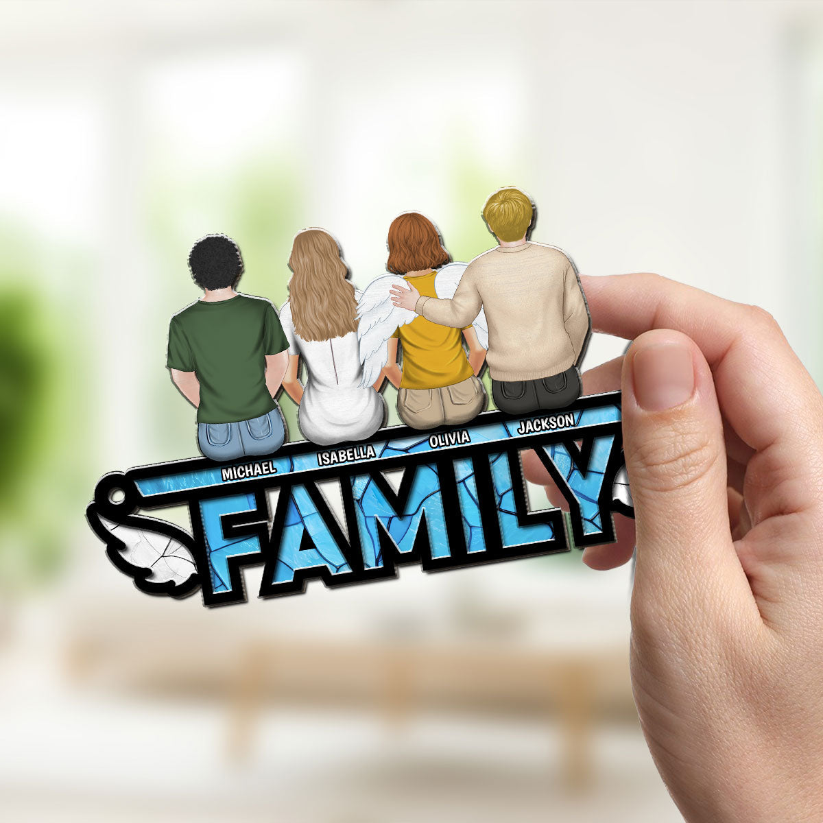 Custom Family Name Hanging Decor, Christmas Birthday Gift •  Family I'm Always With You - Personalized Suncatcher
