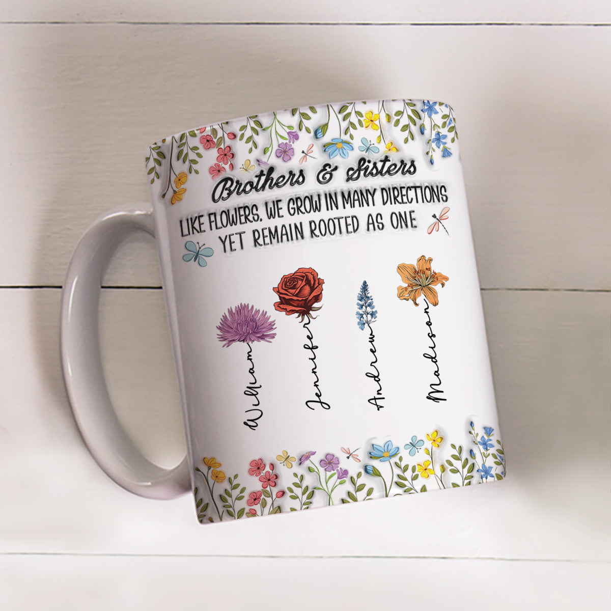 Custom Christmas & Birthday Gift for Brother & Sister • Growing Apart Yet Always Connected - Personalized 3D Inflated Effect Coffee Mug