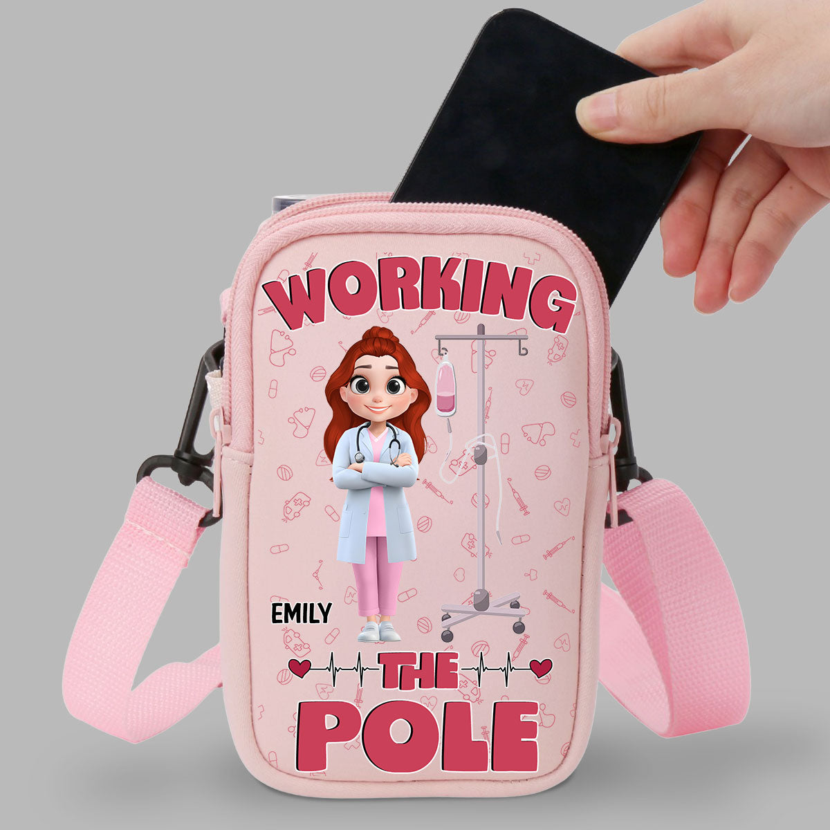 Working The Pole With Care - Personalized Water Bottle Carrier Bag
