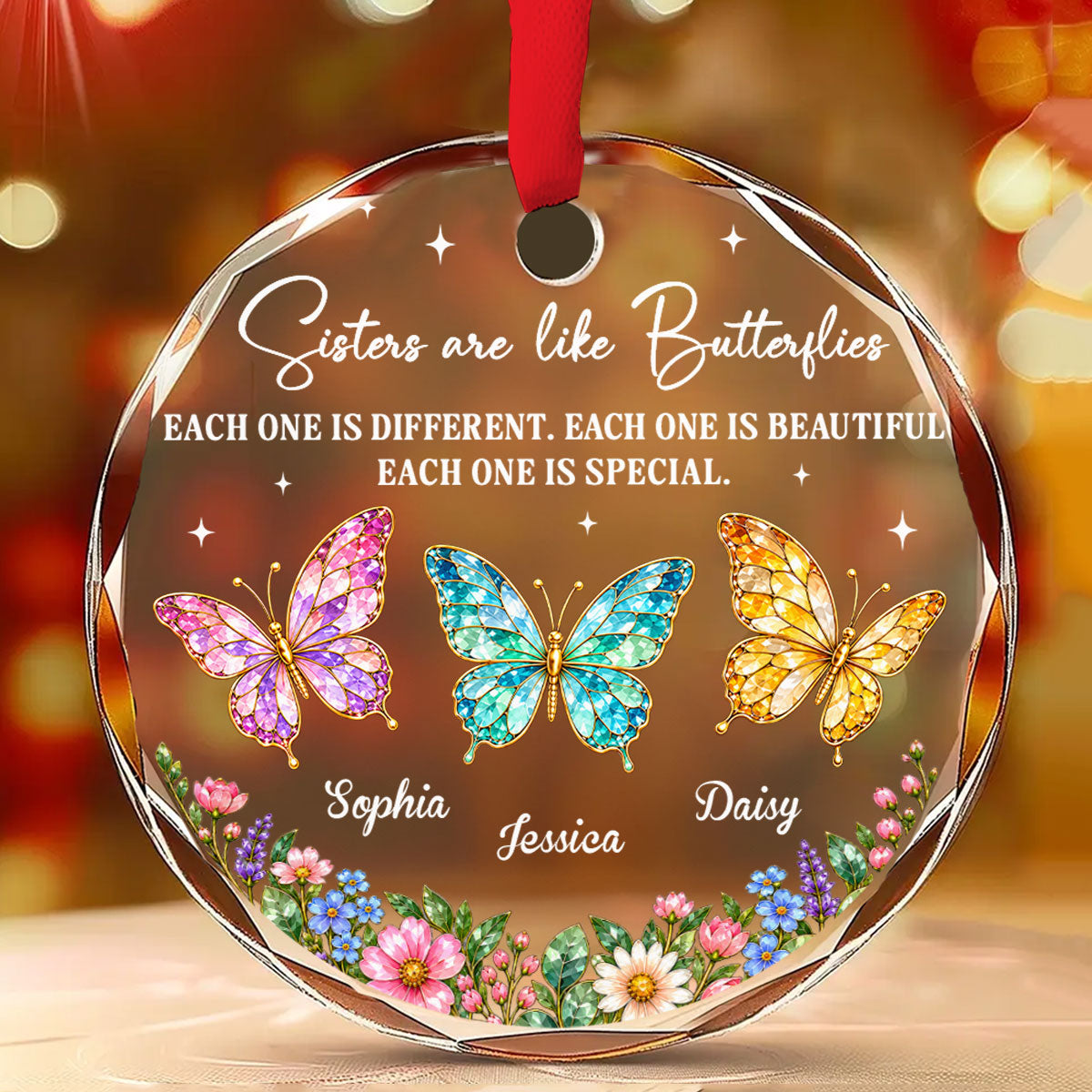 Custom Sister Christmas Ornament •  Each One Is Special - Personalized Glass Ornament