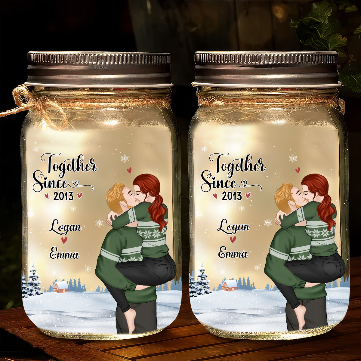 Happy First Christmas - Personalized Mason Jar Light