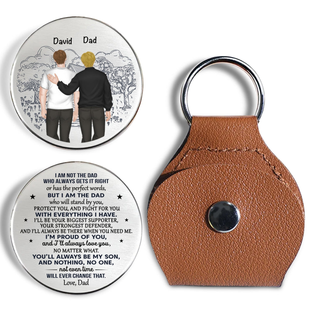 Custom Coin Keychain for Son, Father's Day Birthday Gifts • I Will Always Be Your Biggest Supporter - Personalized Pocket Hug
