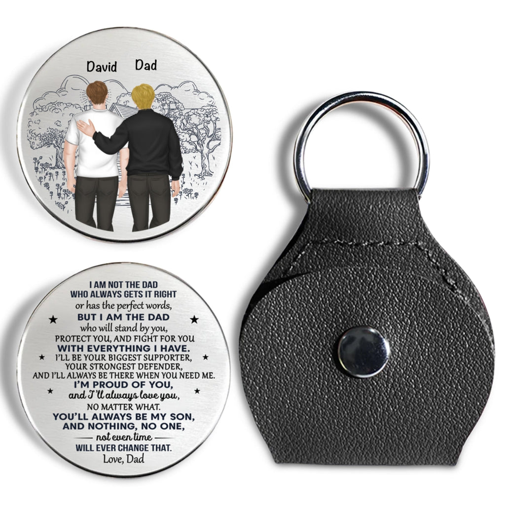 Custom Coin Keychain for Son, Father's Day Birthday Gifts • I Will Always Be Your Biggest Supporter - Personalized Pocket Hug