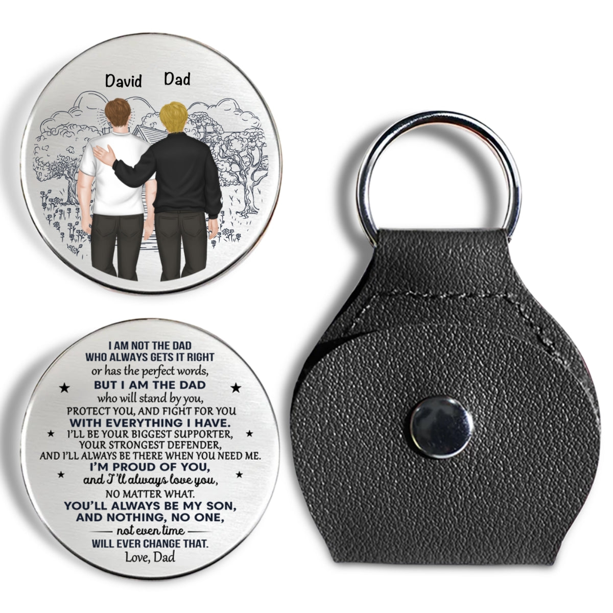 Custom Coin Keychain for Son, Father's Day Birthday Gifts • I Will Always Be Your Biggest Supporter - Personalized Pocket Hug