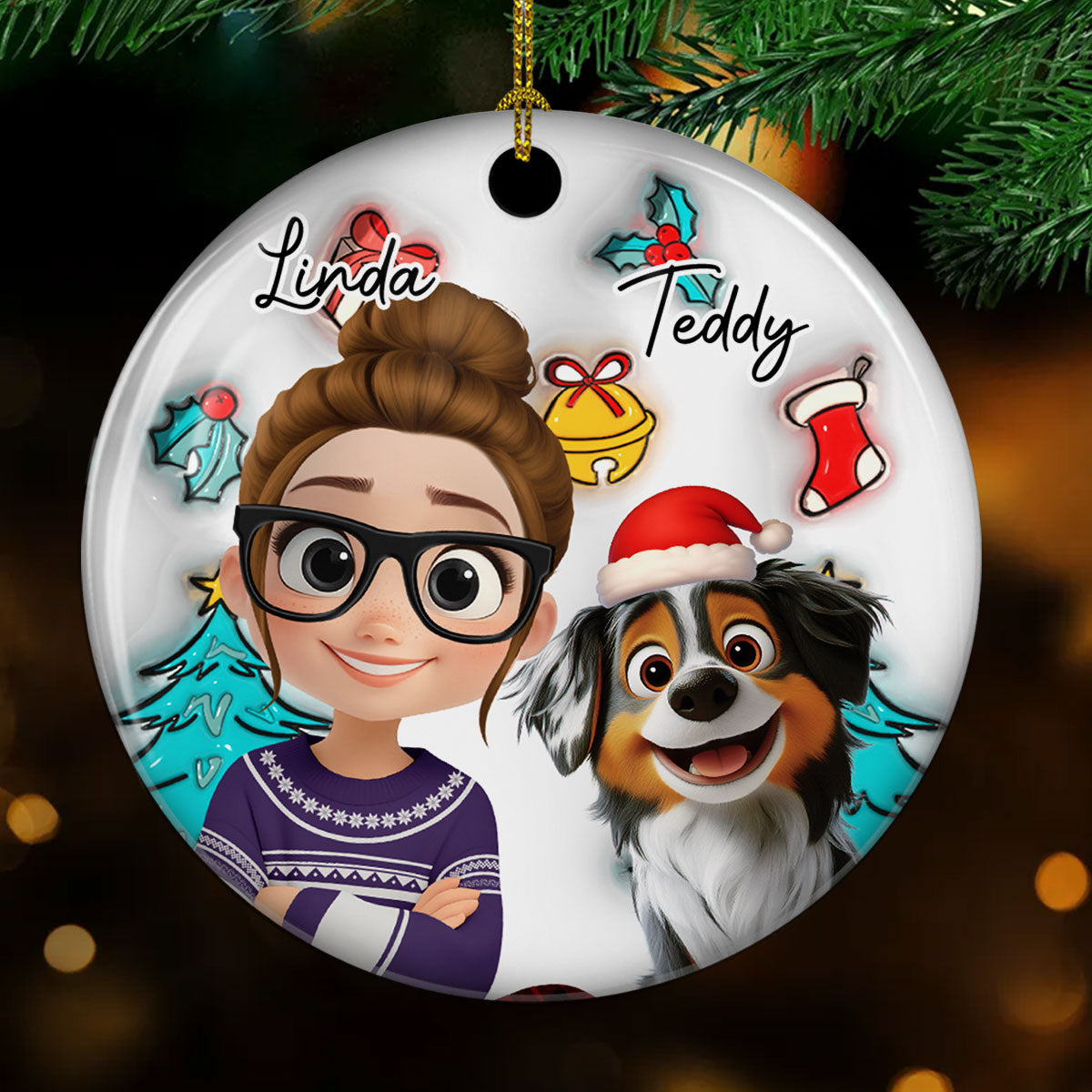Custom Keepsake Christmas Ornament •  Santa Is Coming To Us - Personalized 3D Inflated Effect Ceramic Ornament