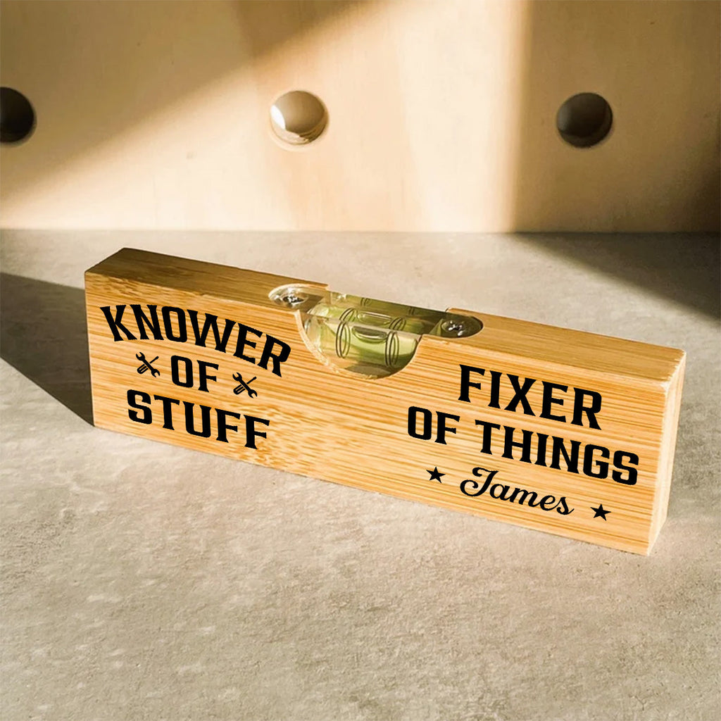 Fixer And Knower - Personalized Wooden Spirit Level Bottle Opener