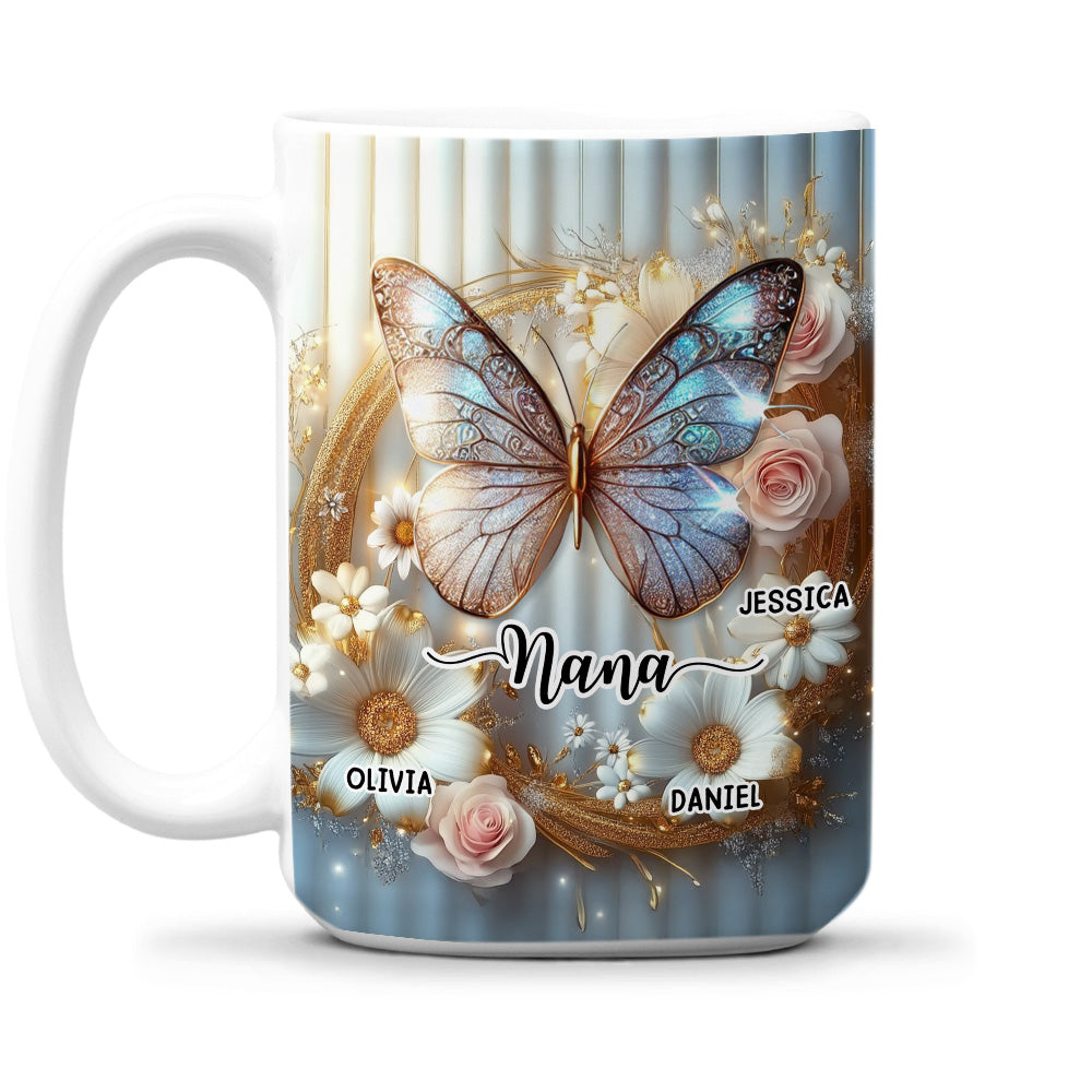 Custom Christmas & Birthday Gift For Grandma • Grandma And Grandkids Beautiful - Personalized 3D Effect Coffee Mug