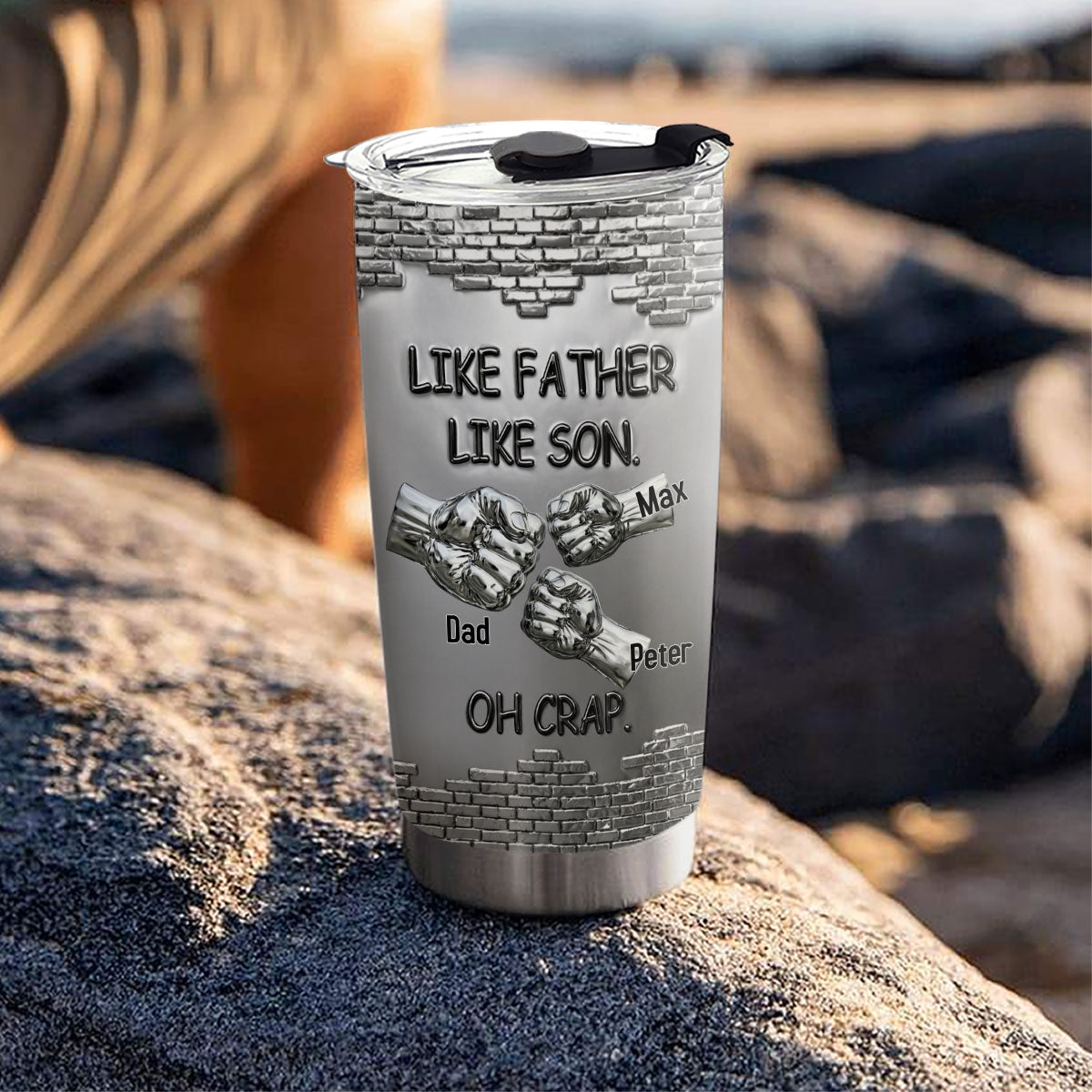Custom Father's Day Birthday Gifts For Son • Like Father Like Son Oh Crap - Personalized Tumbler