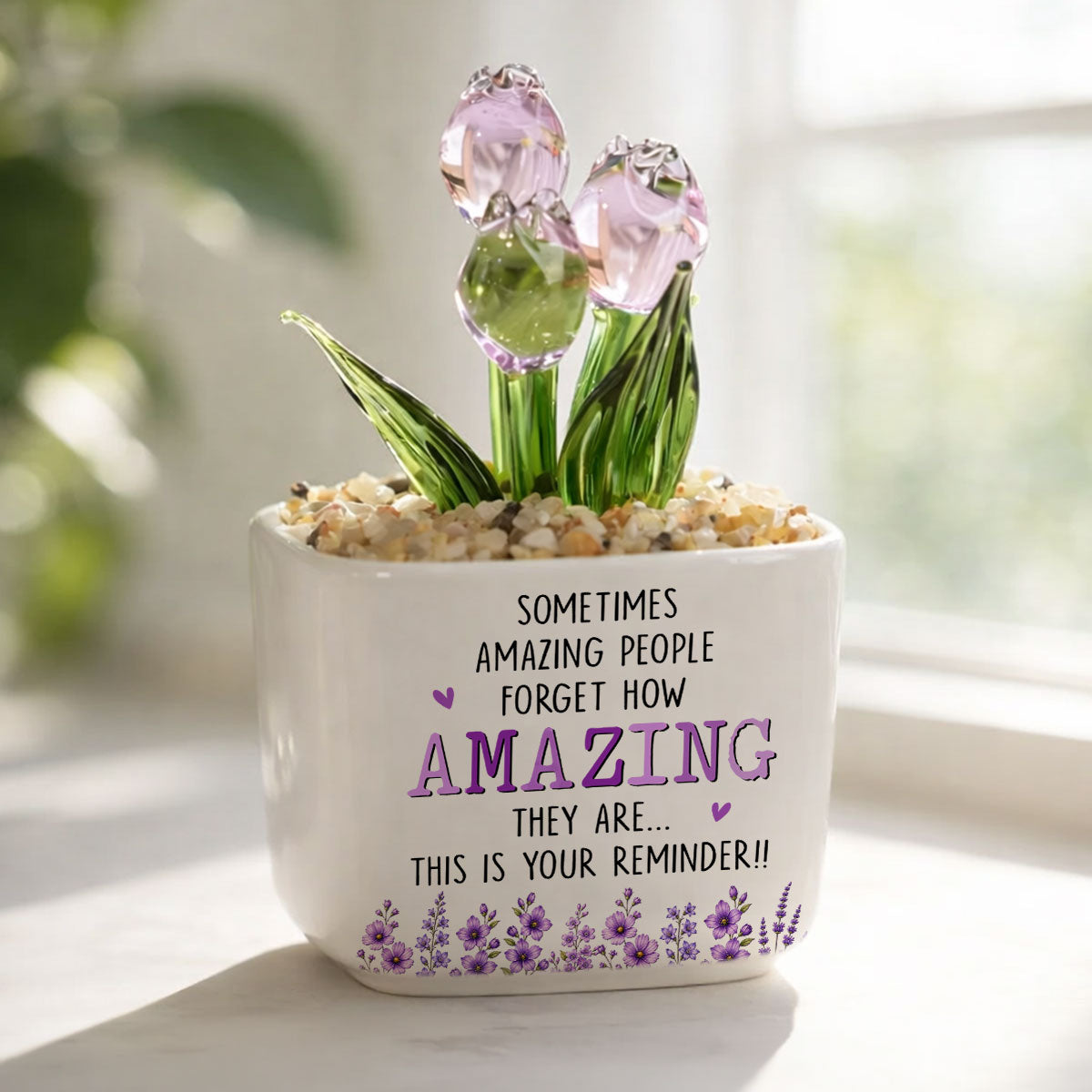Custom Flower Keepsake, Glass Home Decor Gift for Best Friend • This Is Your Reminder - Personalized Glass Everlasting Tulips