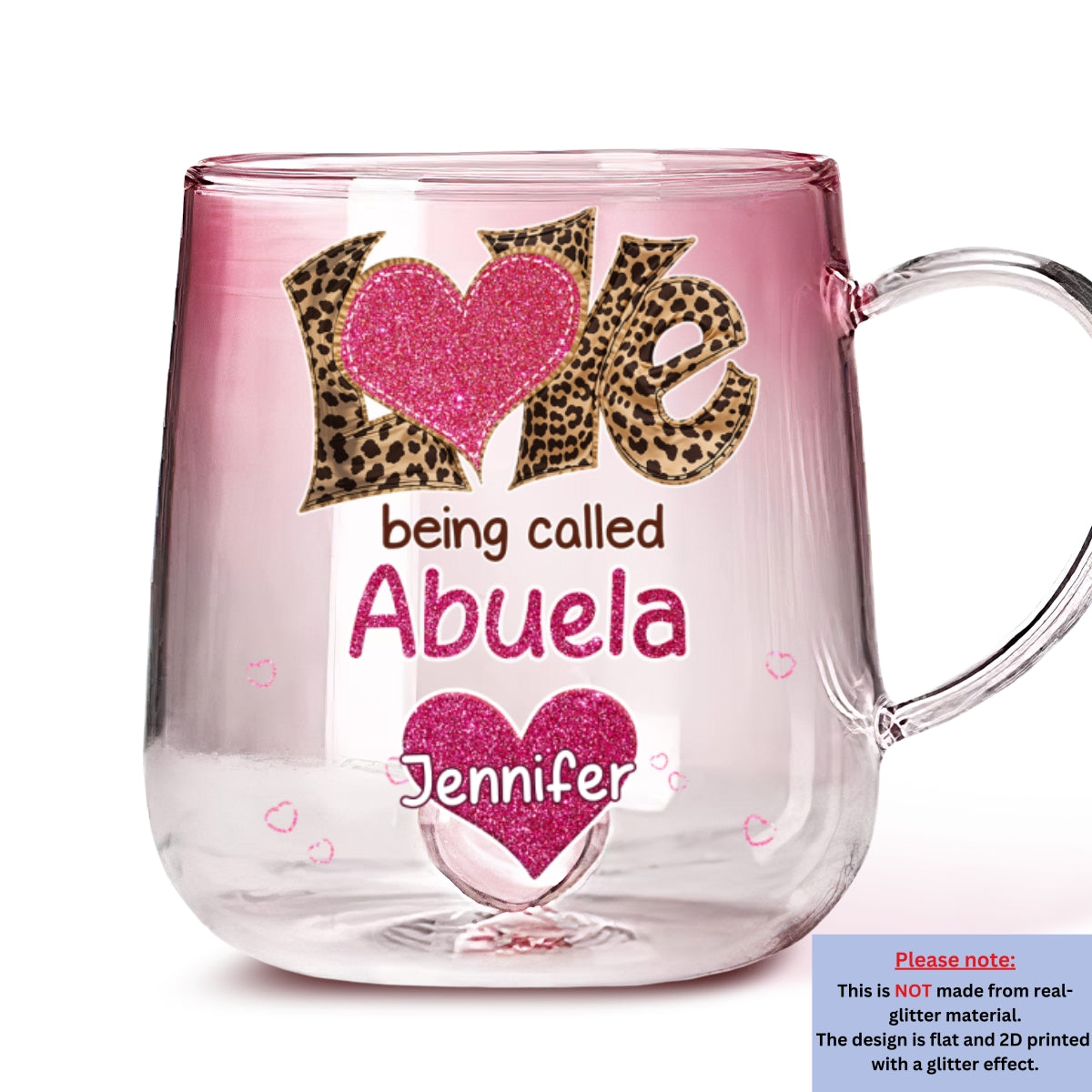 Custom Mother's Day Gift for Mom & Grandma • Love Being Called Grandma - Personalized Pink Gradient Glass Mug