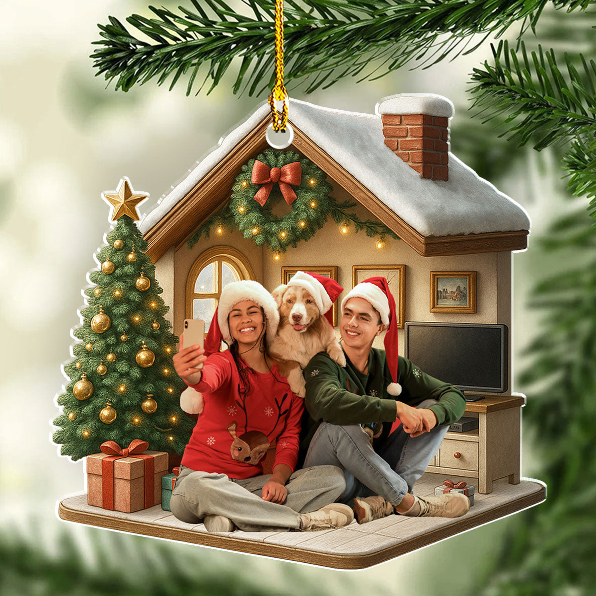 Custom Photo Keepsake Christmas Ornament • Under One Roof Photo - Personalized 3D Effect Acrylic Ornament