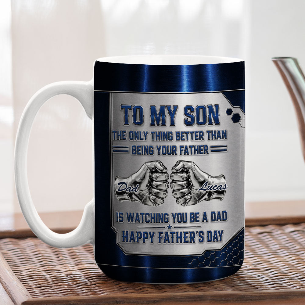 Custom Father's Day Gift For Son • Watching My Son - Personalized 3D Inflated Effect Mug