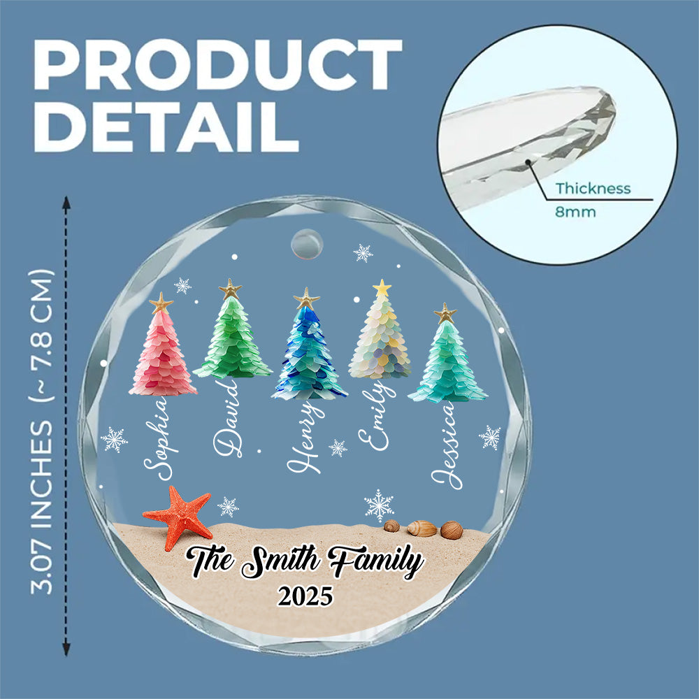 Custom Family Ornament, Christmas Gift for Family Members •  Winter Wishes - Personalized Glass Ornament