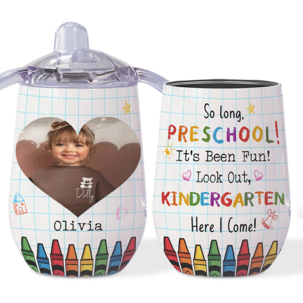 Look Out Kindergarten Photo - Personalized Sippy Cup With Handles