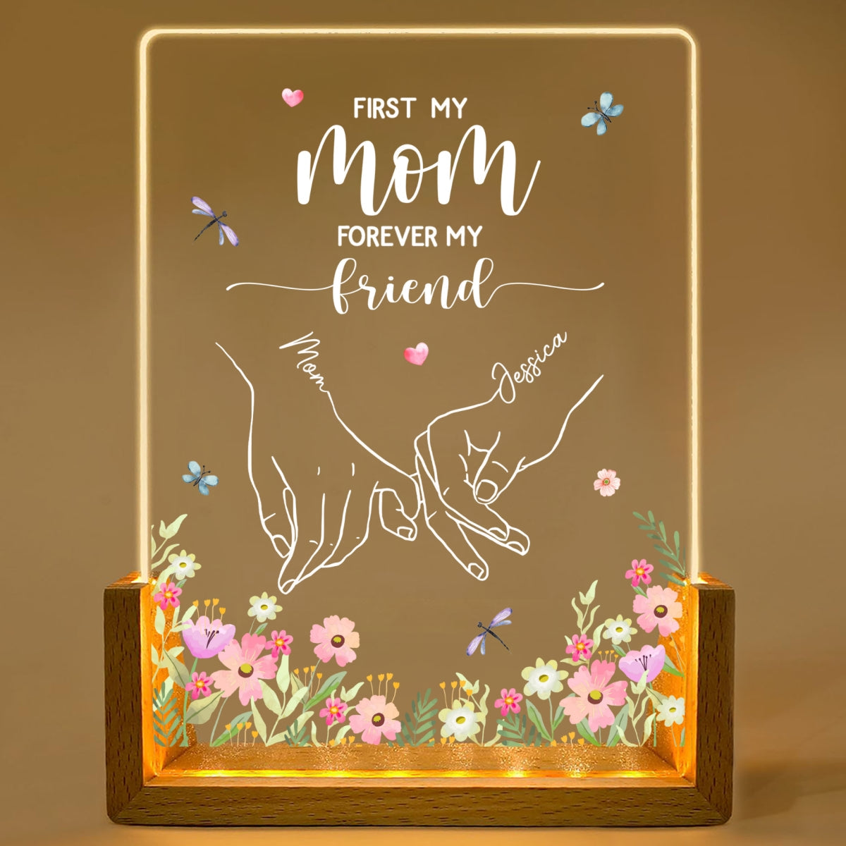 Custom Gift for Mom Grandma, Mother's Day Birthday • First My Mother Forever My Friend - Personalized Night Light