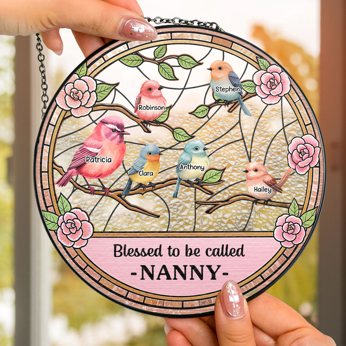 Custom Name Grandma Hanging Decor, Mother's Day Birthday Gifts • Blessed To Be Called Grandma - Personalized Window Hanging Suncatcher