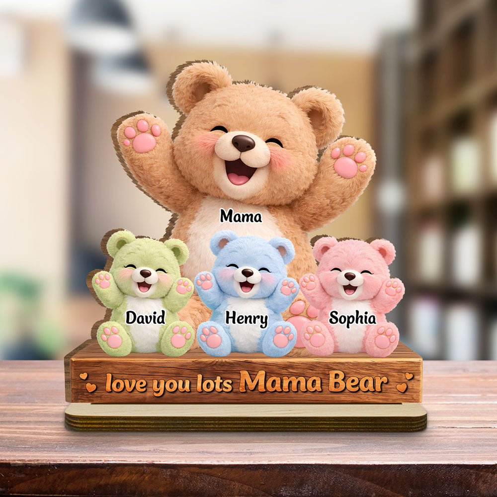 Custom Mother's Day Decor, Gift for Mom & Grandma • Love You Lots - Personalized 2-Layer Wood Plaque With Flat Base