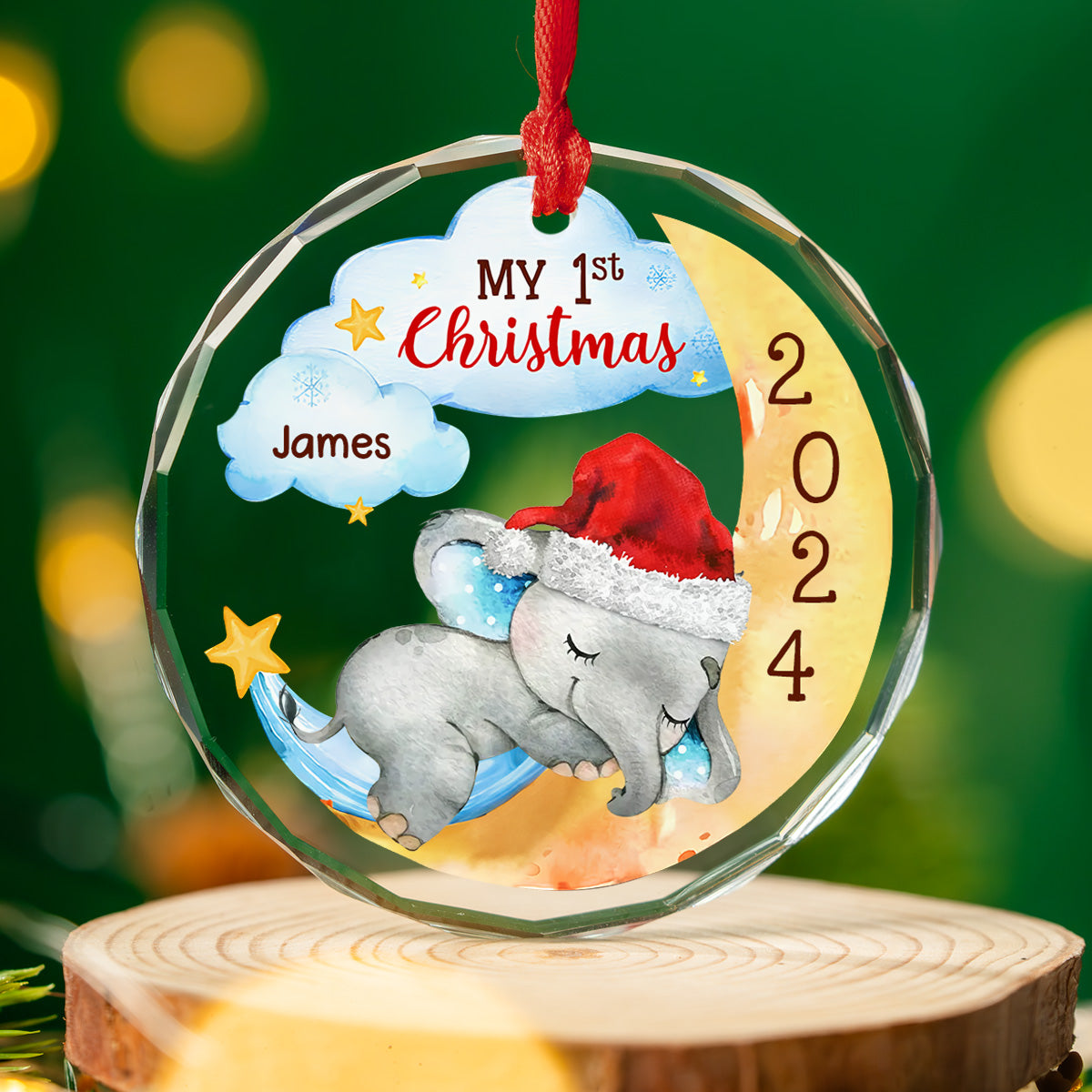 Custom Baby First Christmas Ornament for New Parents •  1st Christmas Of Baby - Personalized Glass Ornament