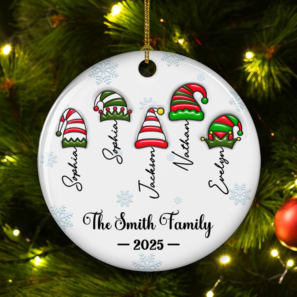 Custom Family Ornament, Christmas Gift for Family Members •  Us As Santas - Personalized 3D Inflated Effect Ceramic Ornament