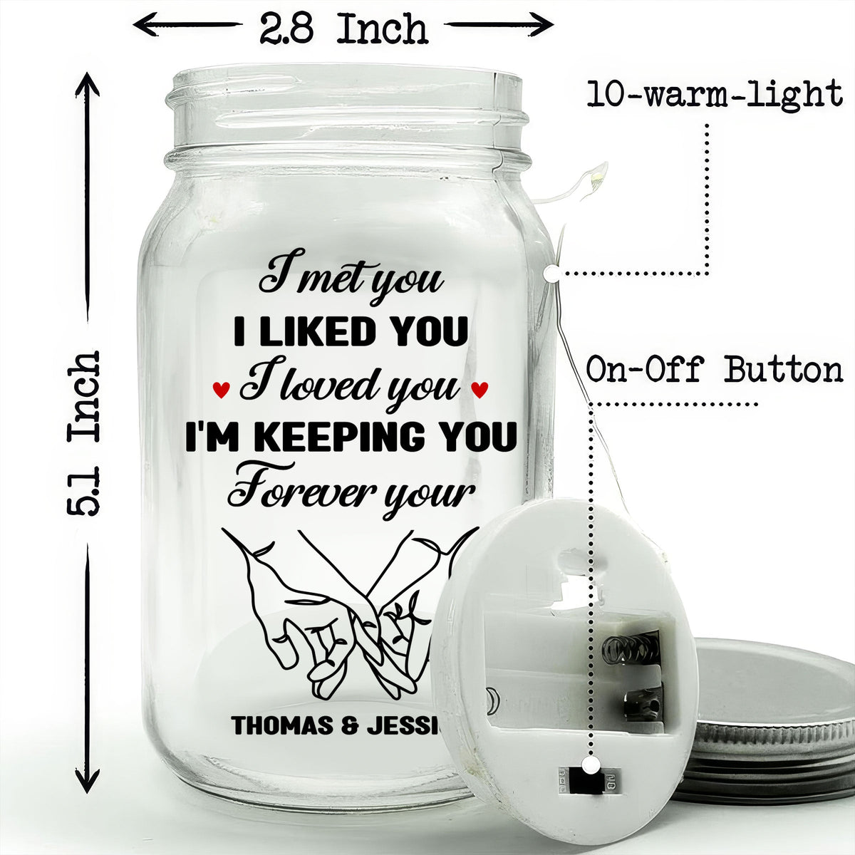 I Met You - Personalized Mason Jar Light
