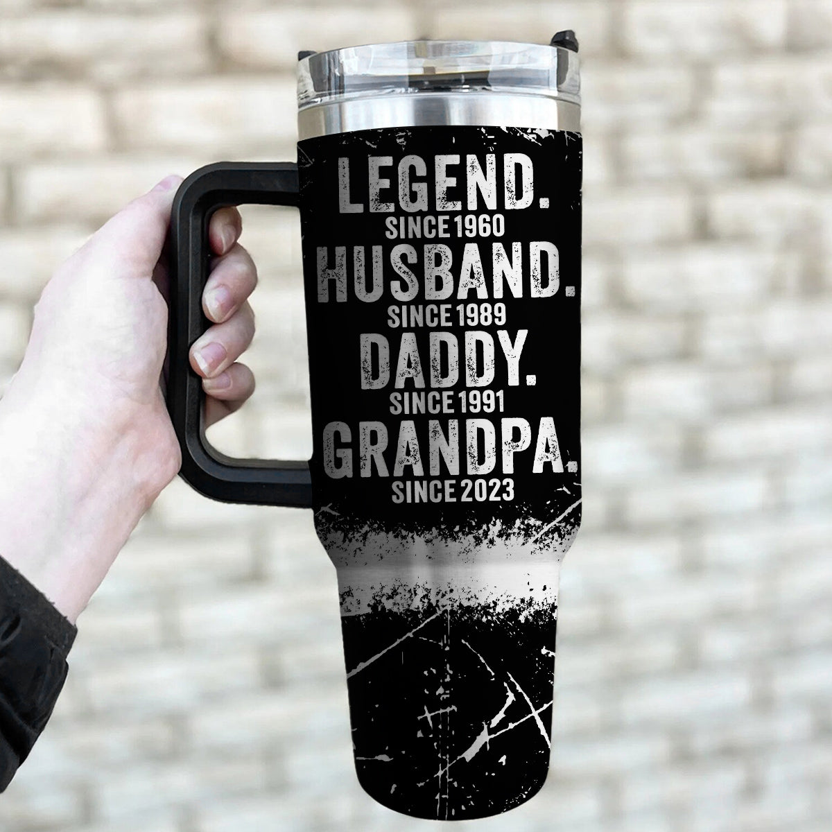 Custom Father's Day Birthday Gifts For Dad • Legend Husband Dad - Personalized Engraved 40oz Tumbler With Handle
