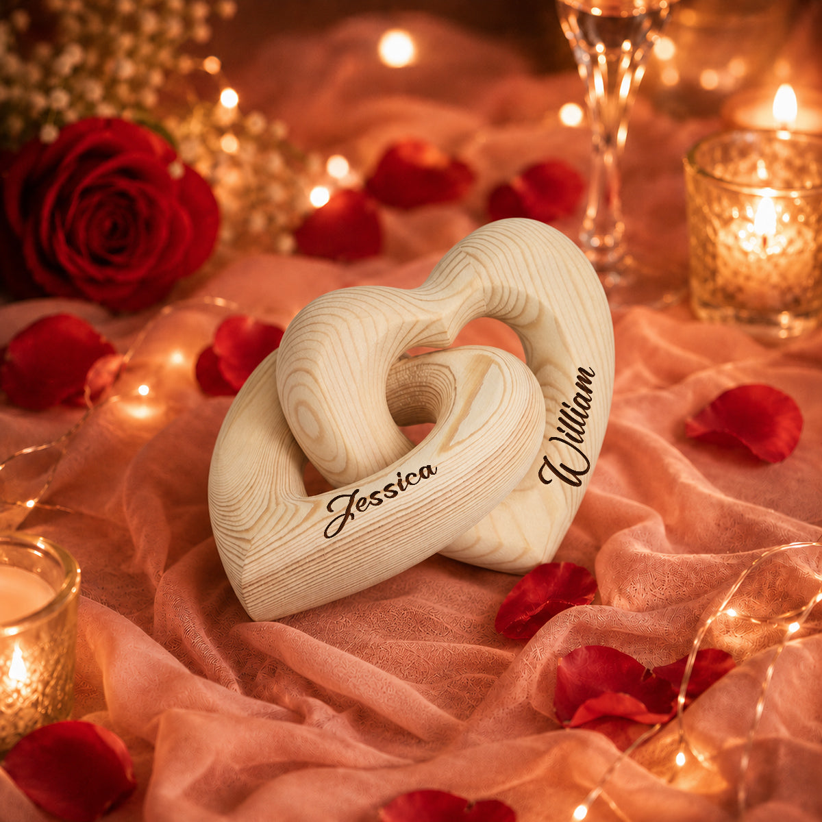 Custom Christmas Anniversary Wedding Birthday Gifts for Wife, Husband • Heart To Heart - Personalized Engraved Infinity Heart Sculpture