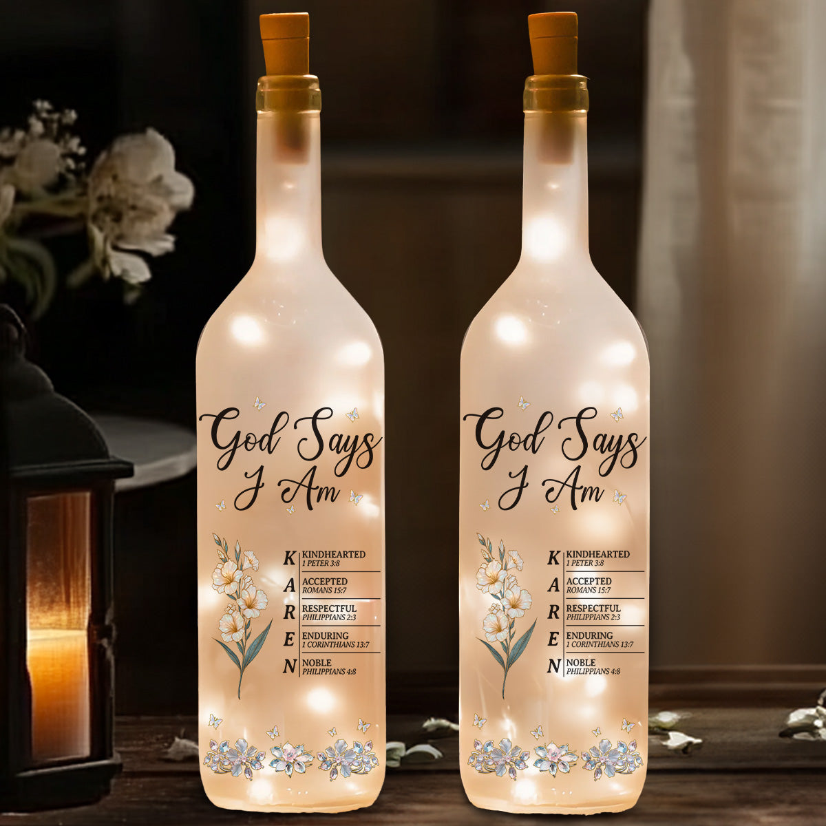 God Says I Am - Personalized Bottle Lamp