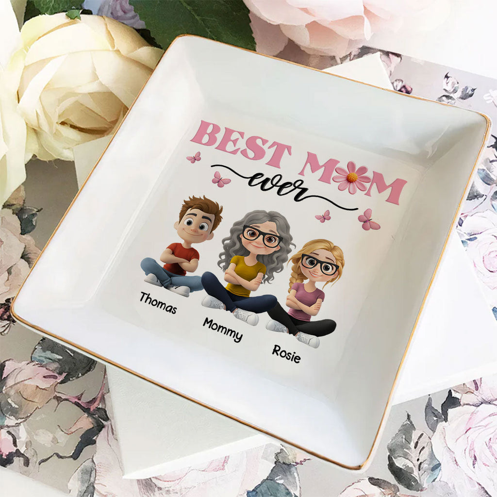 Custom Mom Trinket Dish, Birthday Christmas Gift • Best Mom Ever - Personalized Jewelry Dish