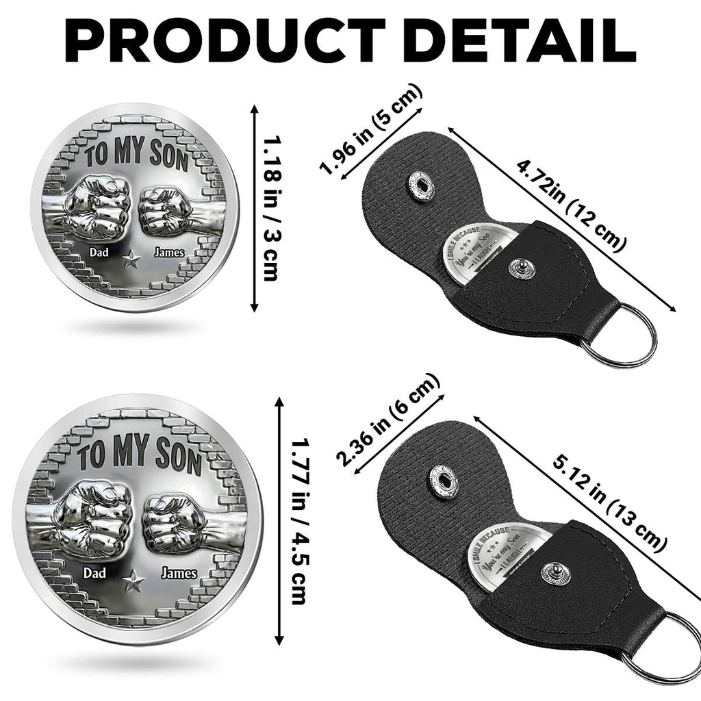 Custom Coin Keychain for Son, Father's Day Birthday Gifts • I Smile Because You - Personalized Pocket Hug