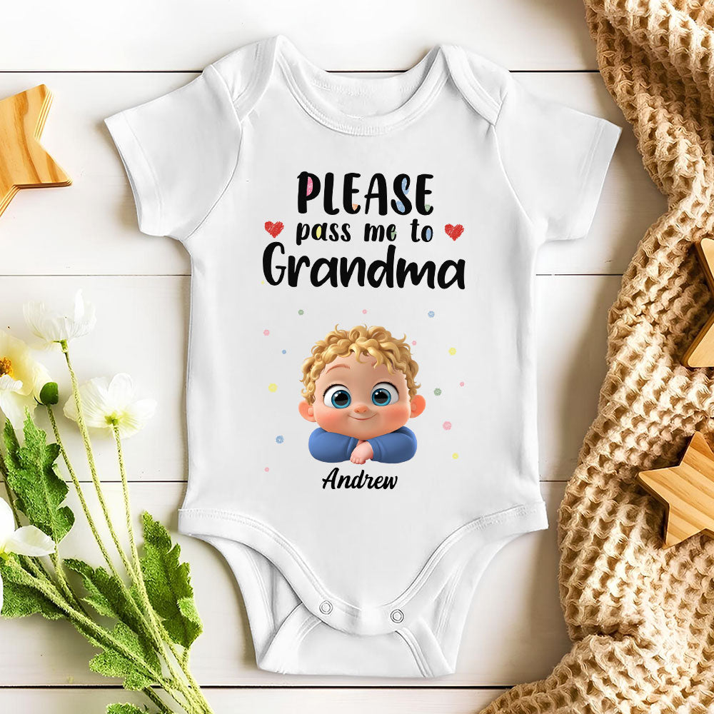Please Pass Me To Grandma - Personalized Baby Onesie