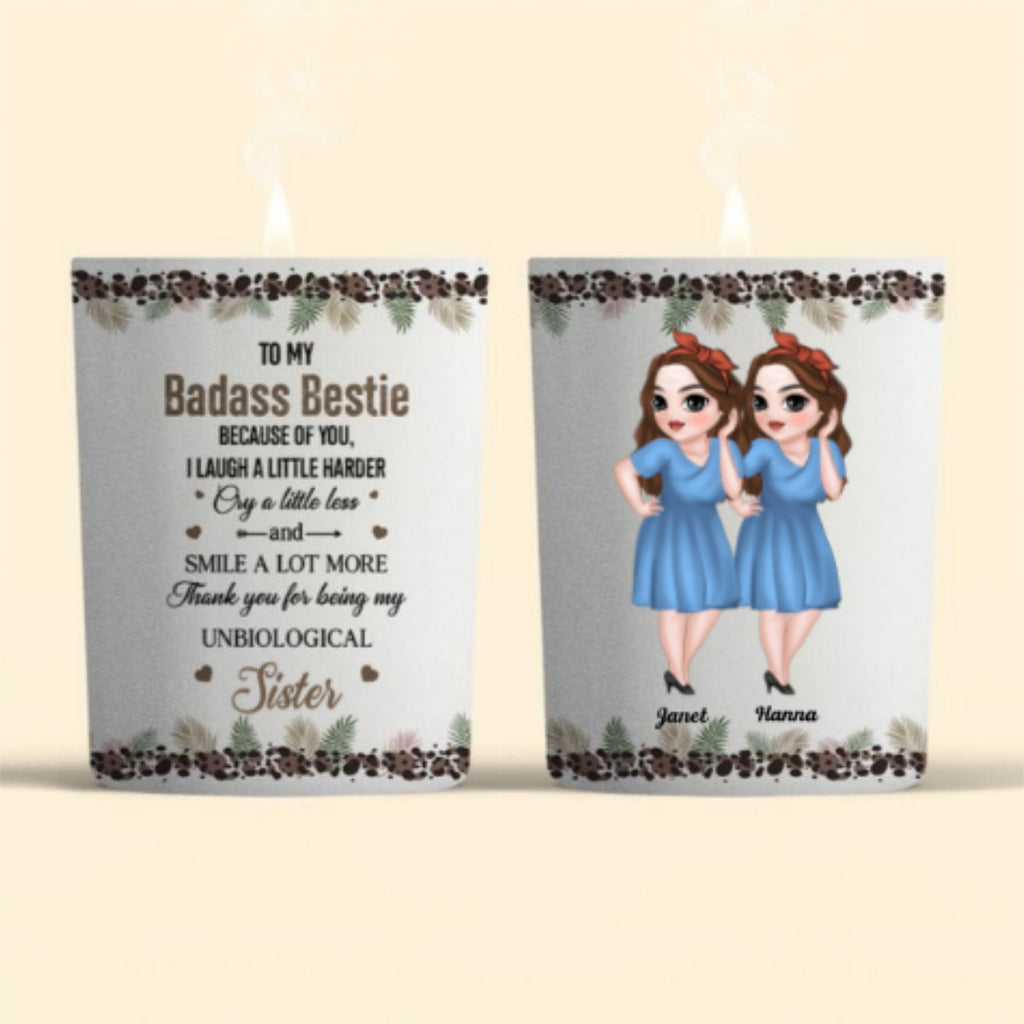 Because Of You I Laugh A Little Harder - Personalized Candle