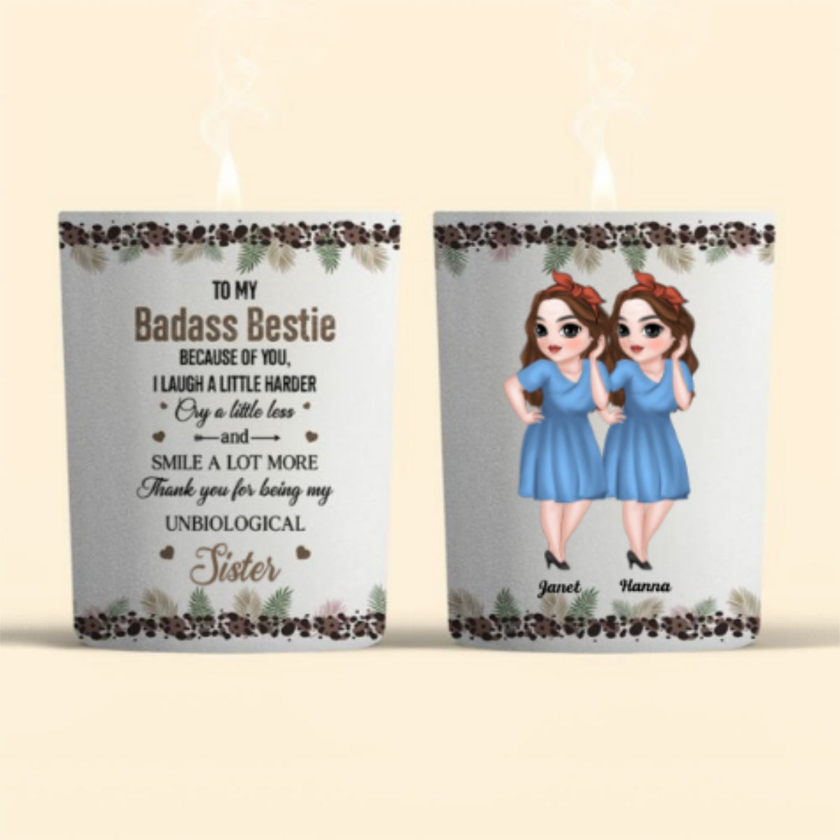 Because Of You I Laugh A Little Harder - Personalized Candle