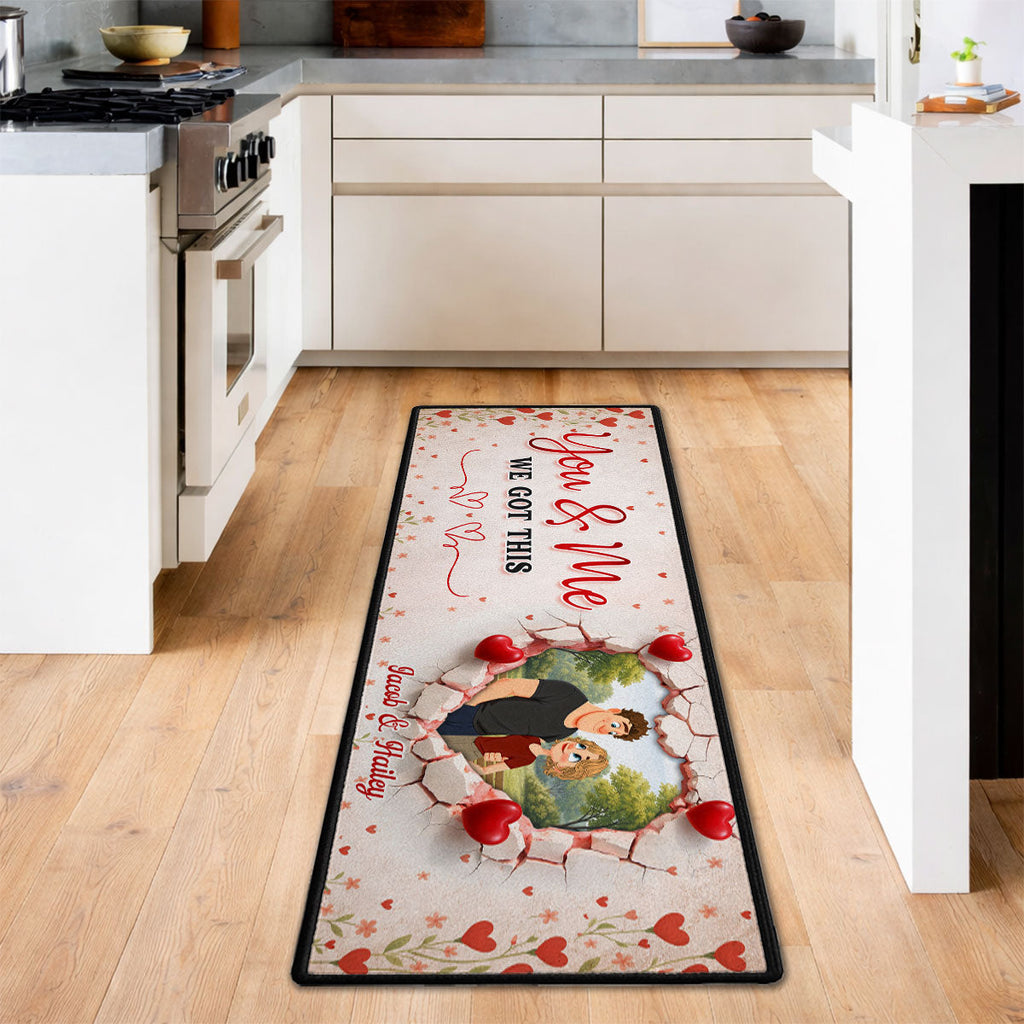 Custom Couple Rug, Anniversary Housewarming Gift For Wife Husband • You And Me We Got This - Personalized Runner Rug